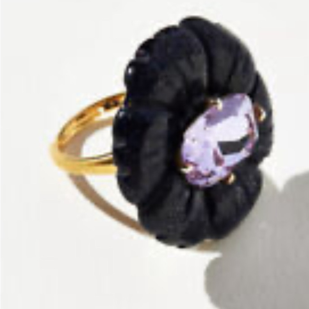 Anthropologie Floral Stone Cocktail Ring